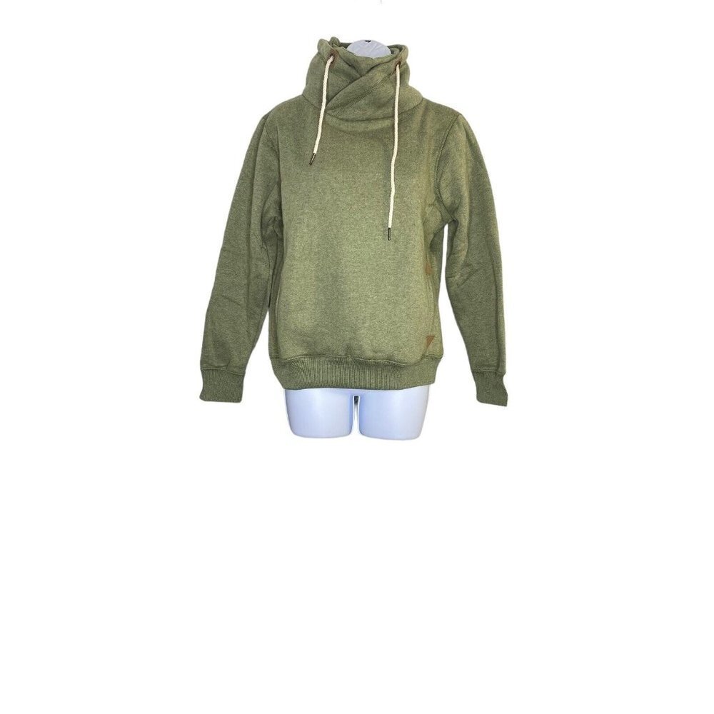 HanTon Womens Pullover High Neck‎ Hoodie - Olive Green Size Medium